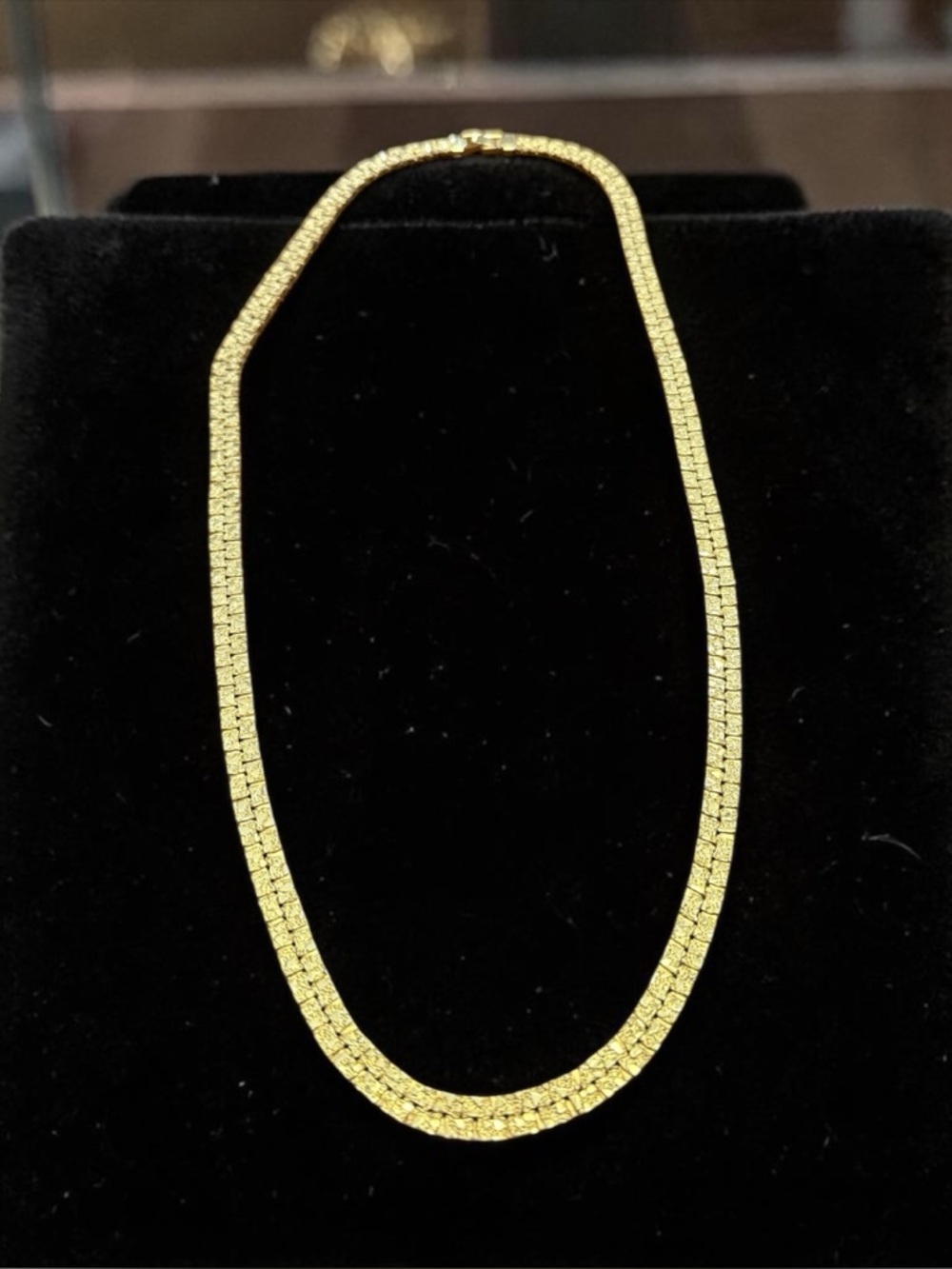Vintage Gold Tone Flat Nugget Chain Necklace 26” Textured Unisex Hip Hop Link